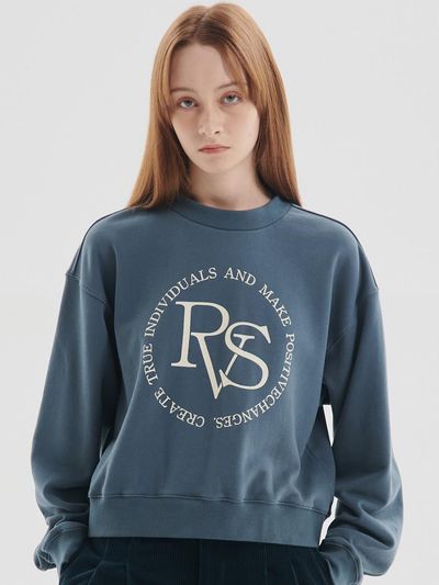 RAVEROUS Campus Logo Cropped SweatShirts Blue