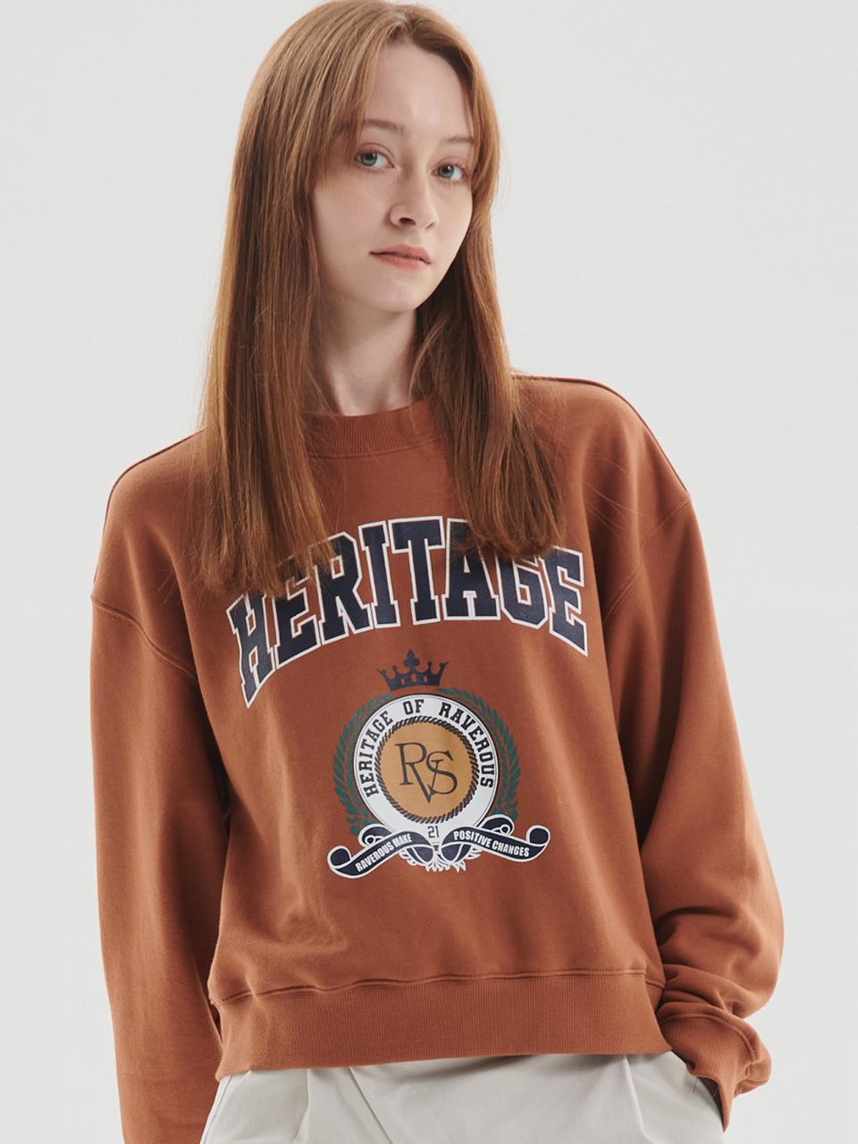 RAVEROUS Campus Logo Cropped SweatShirts Camel