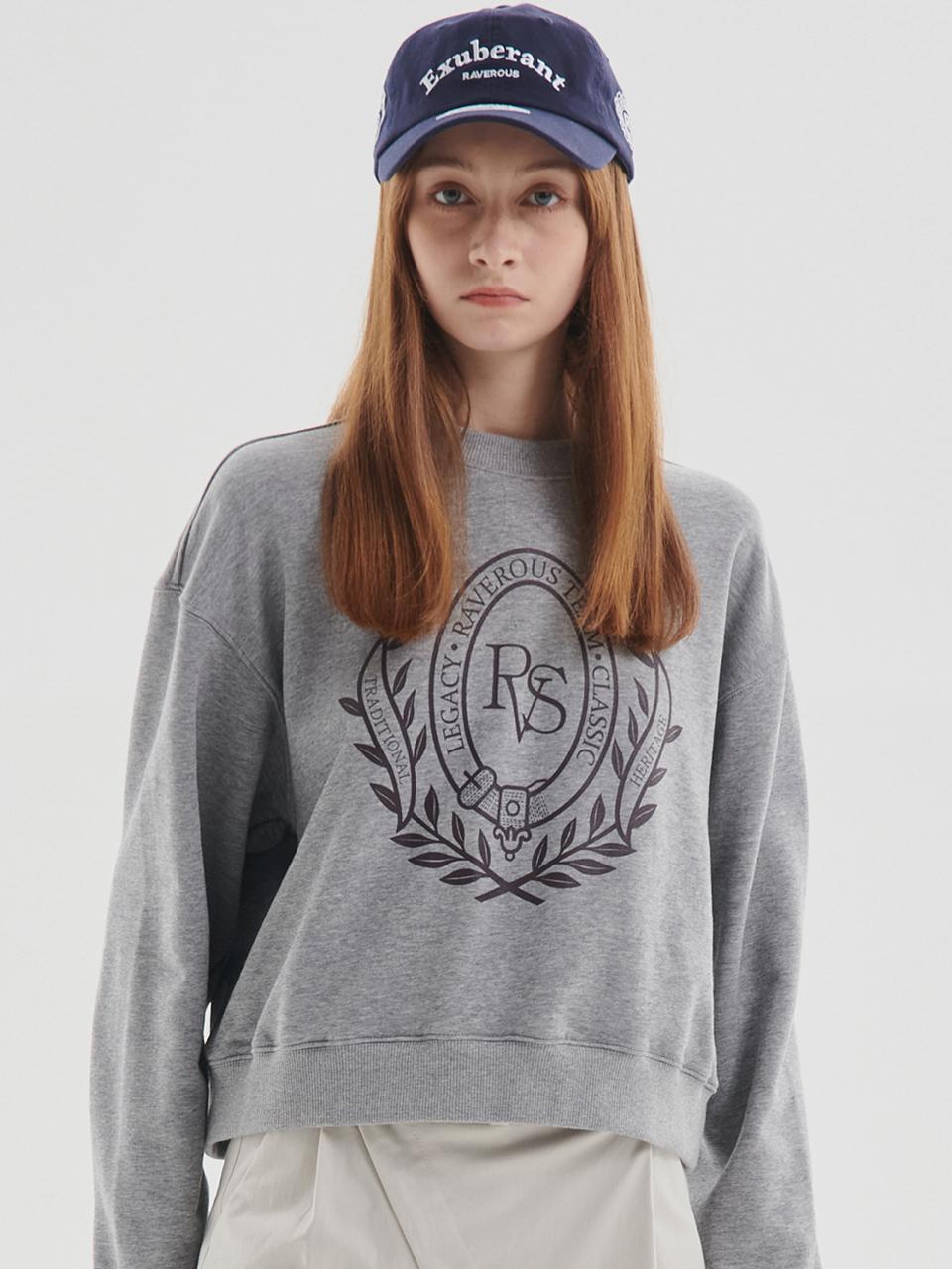 RAVEROUS Campus Logo Cropped SweatShirts Melangegrey