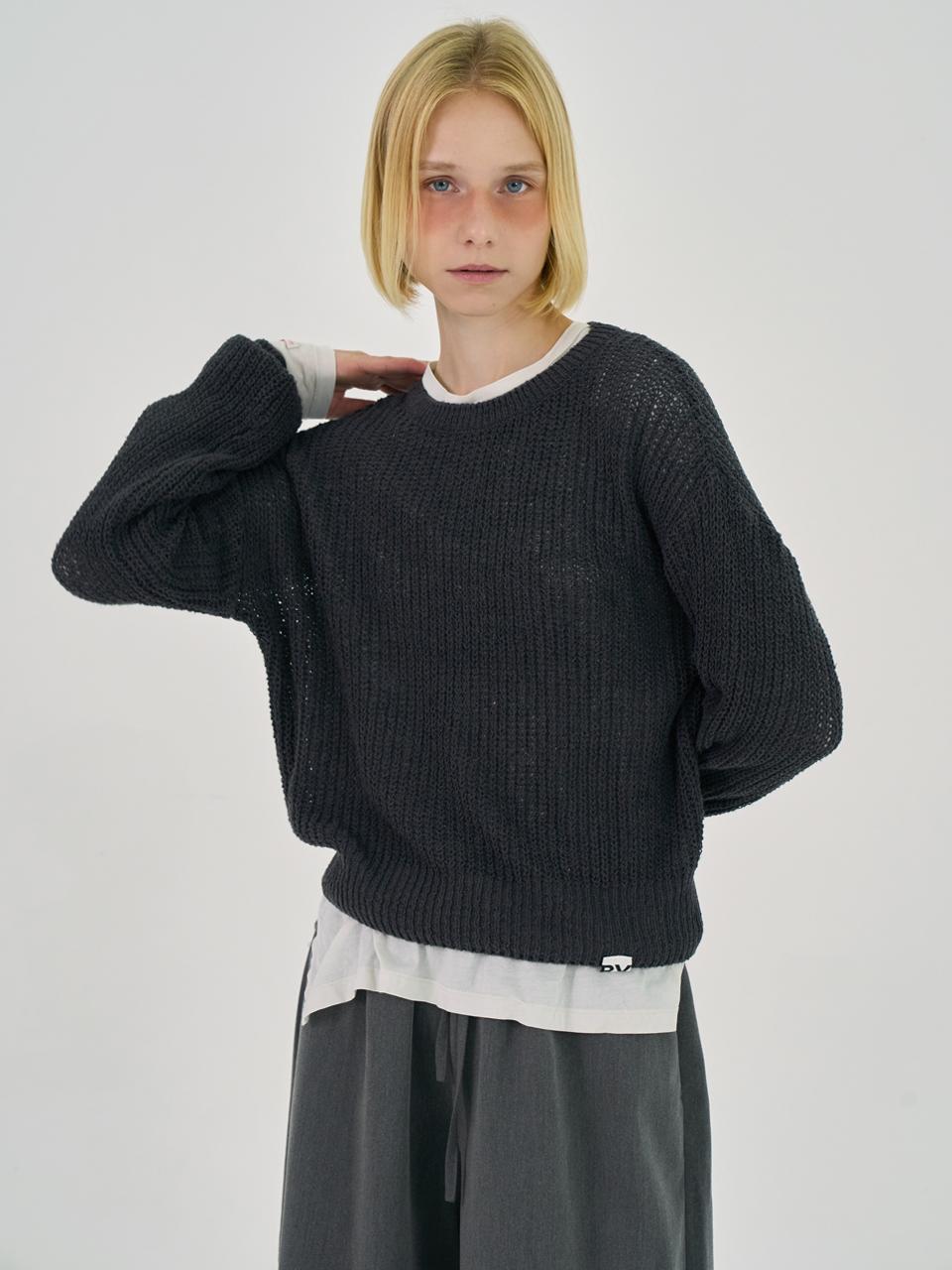 RAVEROUS Hachi Cotton Knit Sweater [Charcoal]