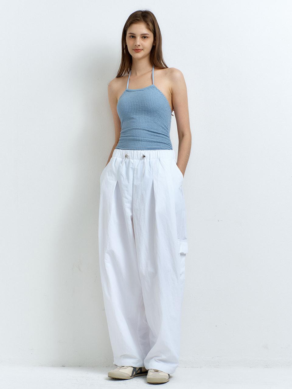 RAVEROUS Over-sized Nylon Cargo Pants [WHITE]