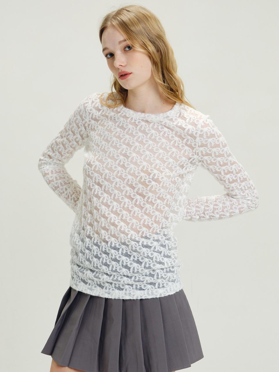 RAVEROUS Ribon Lace T/Shirts White