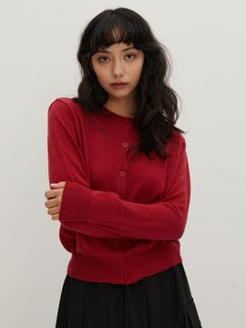 RAVEROUS Round Neck Sweater Cardigan [RED]