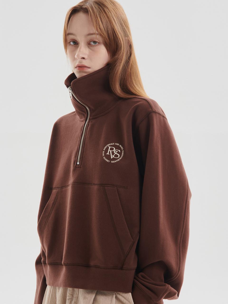 RAVEROUS RVS Hight Neck Collar SweatShirt Brown