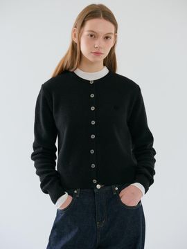 RAVEROUS RVS Round Neck Wool Blend Cardigan [Black]