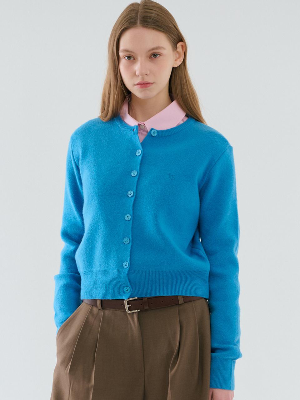 RAVEROUS RVS Round Neck Wool Blend Cardigan [Blue]