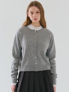 RAVEROUS RVS Round Neck Wool Blend Cardigan [Melange Gray]