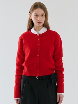 RAVEROUS RVS Round Neck Wool Blend Cardigan [RED]