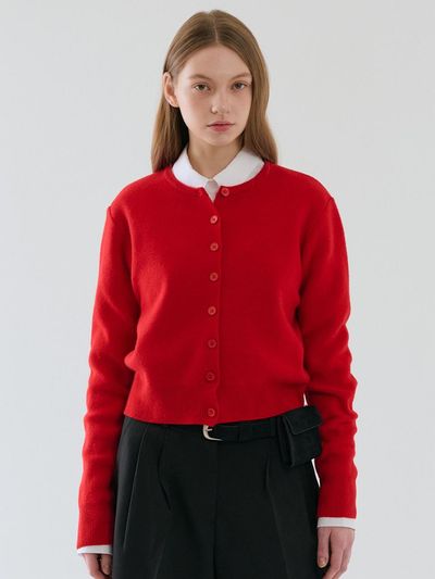 RAVEROUS RVS Round Neck Wool Blend Cardigan [RED]