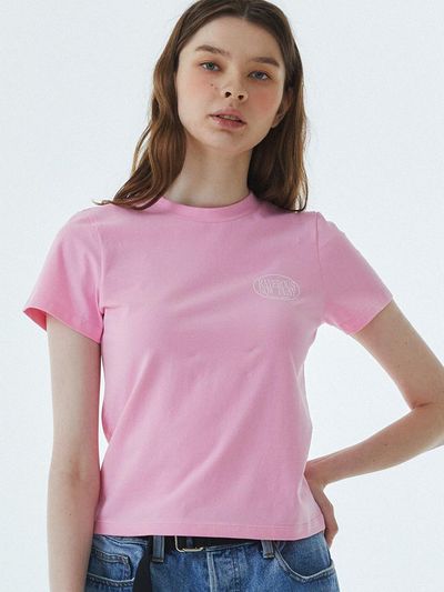 RAVEROUS Shape Logo Slim Span T-Shirt Pink