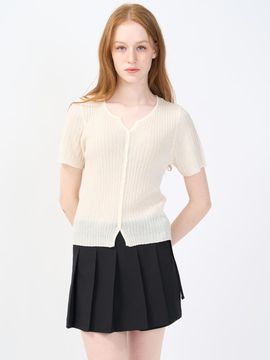 RAVEROUS Sheer Rib Half-Sleeve Cardigan