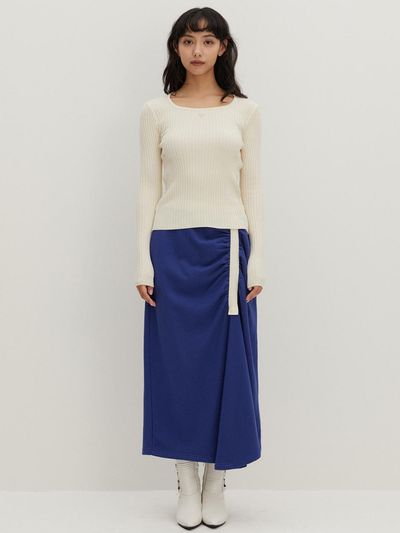 RAVEROUS Shirring Jerjey Skirt Blue
