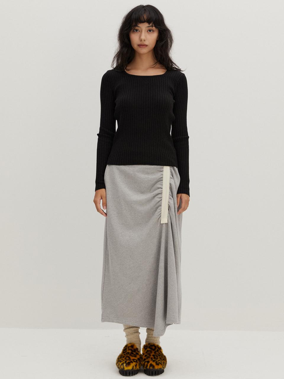 RAVEROUS Shirring Jerjey Skirt M/Grey