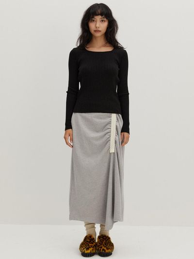 RAVEROUS Shirring Jerjey Skirt M/Grey
