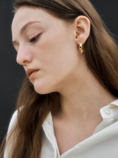 RAWFINED Dome Cubic Earrings
