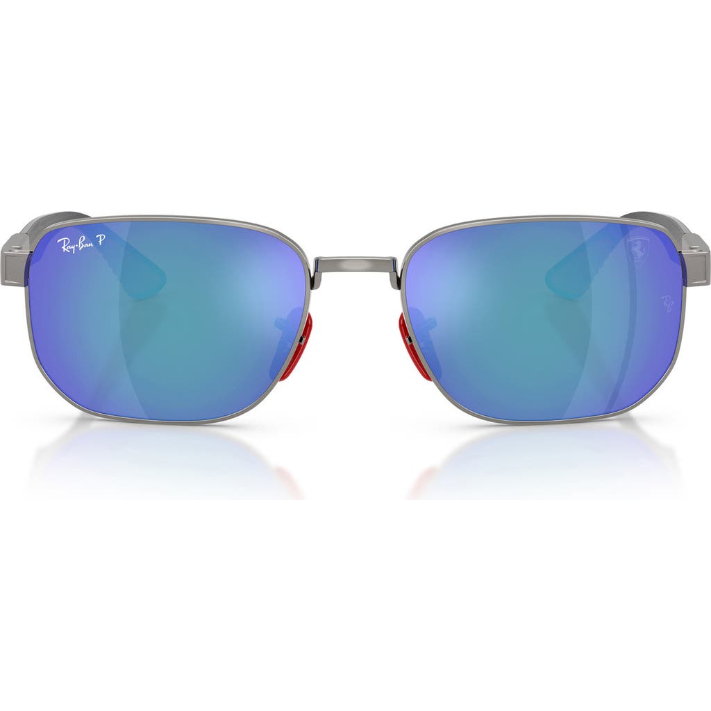 Ray-Ban Ray-Ban x Scuderia Ferrari 59mm Polarized Mirrored Irregular Sunglasses
