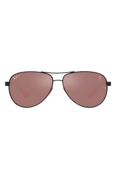 Ray-Ban Ray-Ban x Scuderia Ferrari 61mm Polarized Pilot Sunglasses