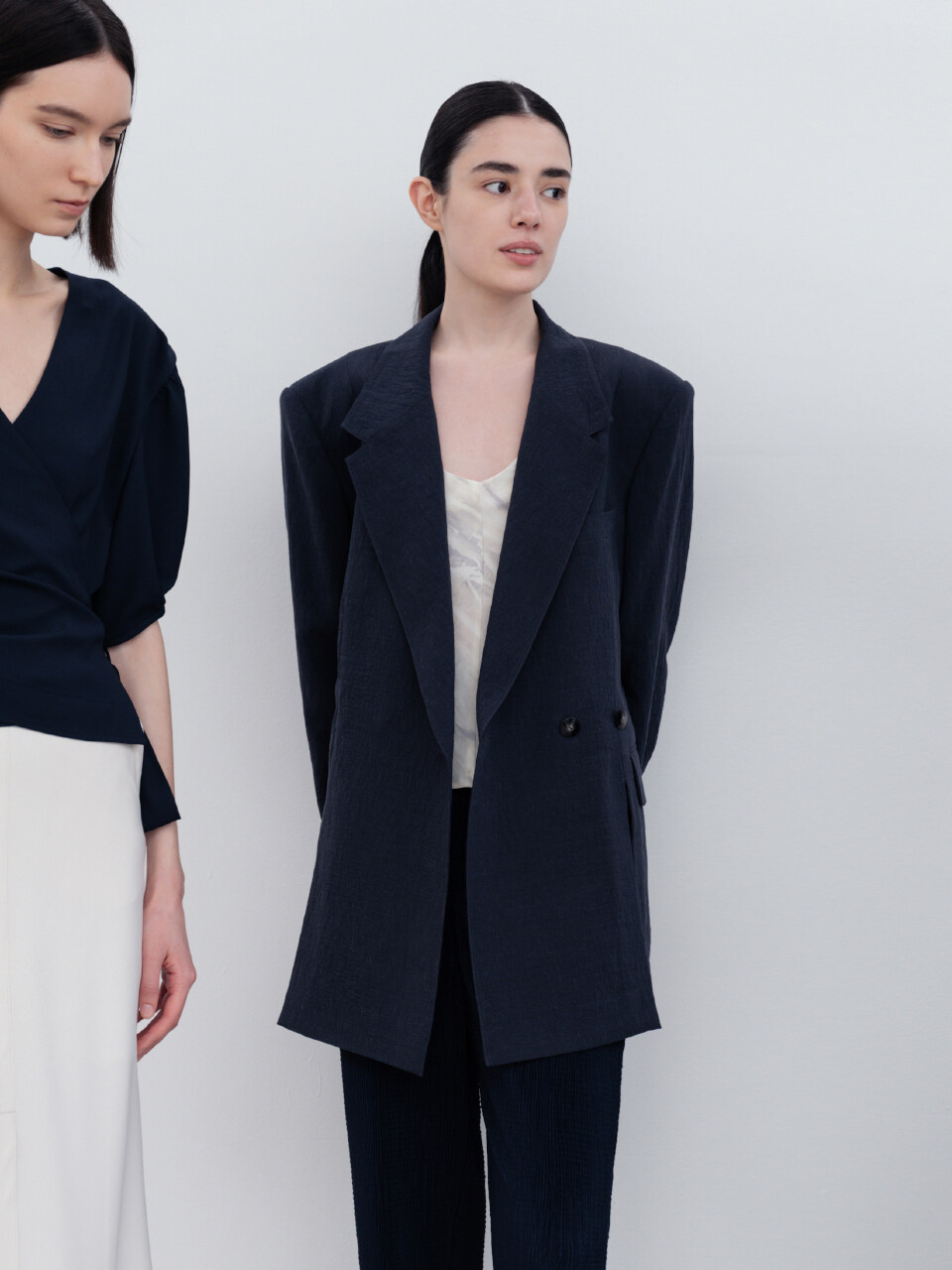 RE RHEE Adjustable Waist Linen Jacket