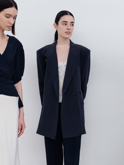 RE RHEE Adjustable Waist Linen Jacket
