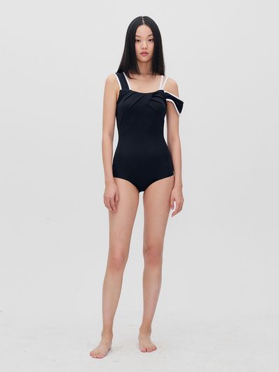 RE RHEE Asymmetric Shoulder Swimsuit_2 Colors