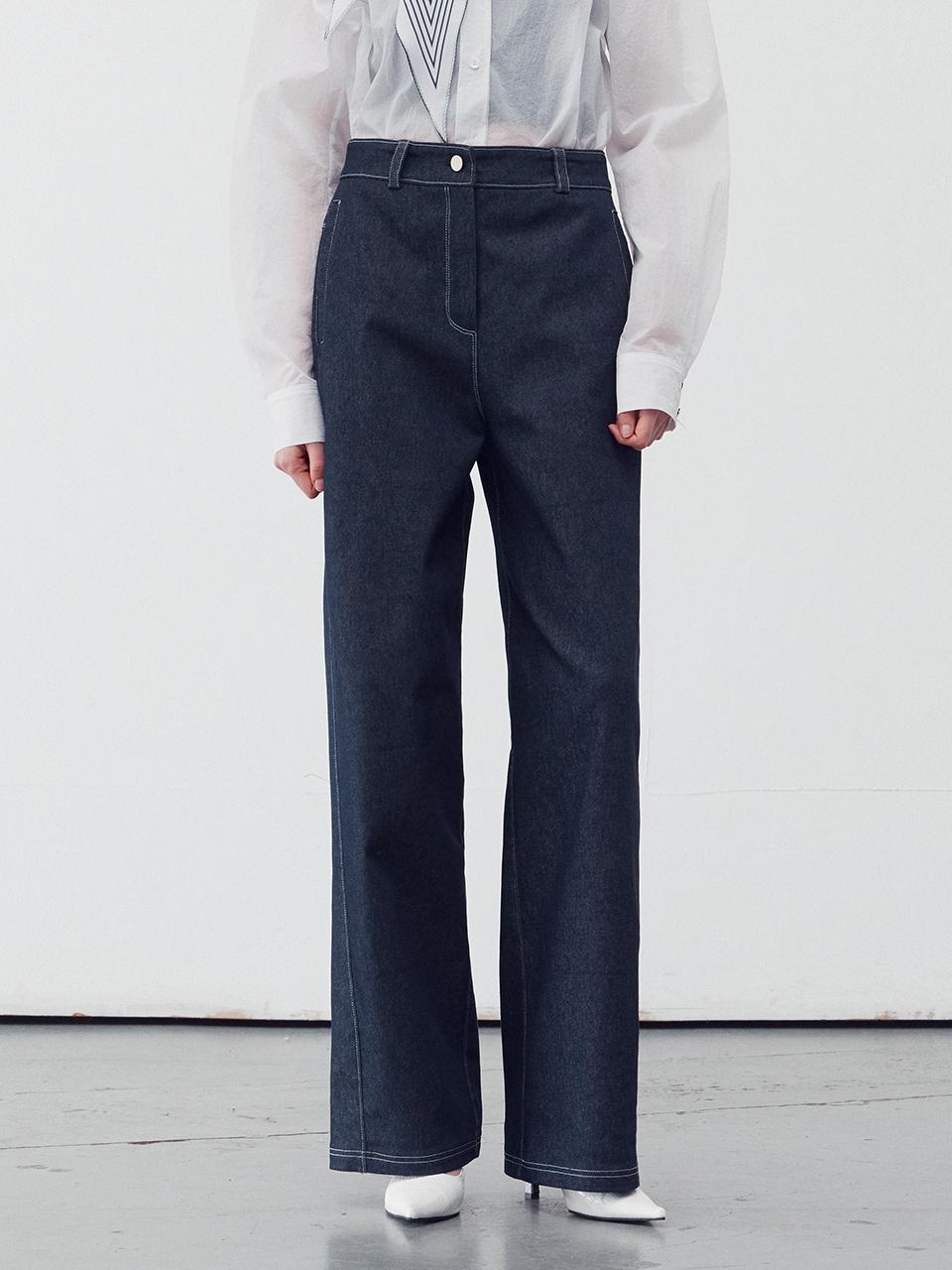 RE RHEE Back Seamed Detail Jeans -  Indigo