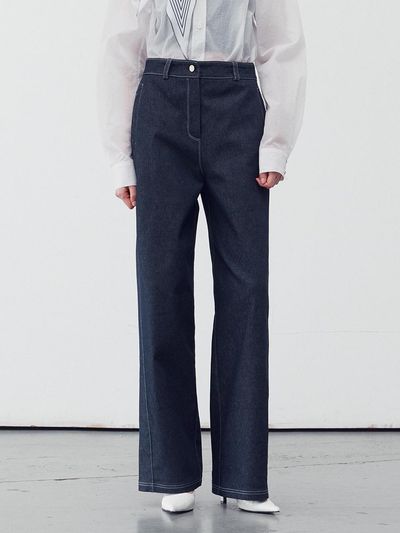 RE RHEE Back Seamed Detail Jeans -  Indigo