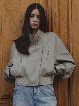 RE RHEE BIKER COTTON-BLEND JACKET [GREEN]