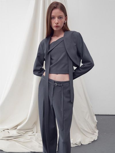 RE RHEE Bolero Cropped Jacket - Charcoal
