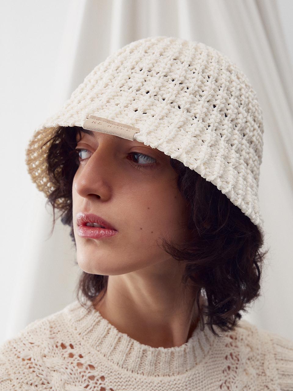 RE RHEE Braided Bucket Hat_White