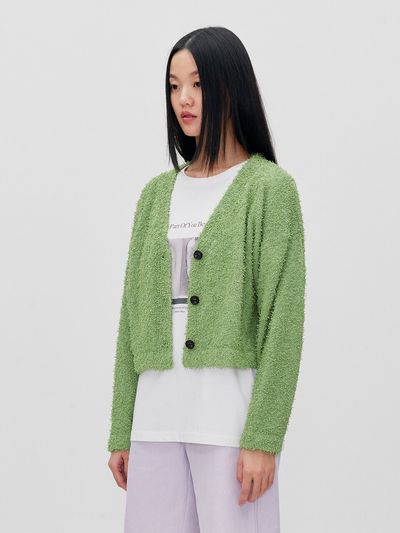 RE RHEE Button Down Fuzzy Knit Cardigan