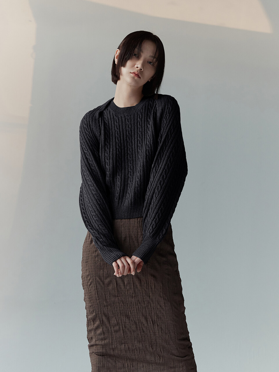 RE RHEE Cashmere Blend Bolero Top (Black)