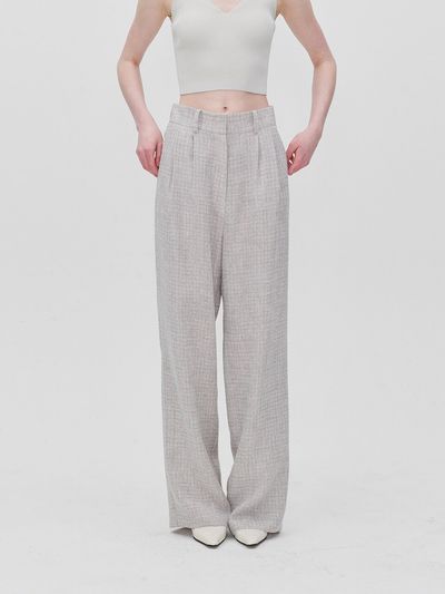 RE RHEE Checked Wide Leg Trousers