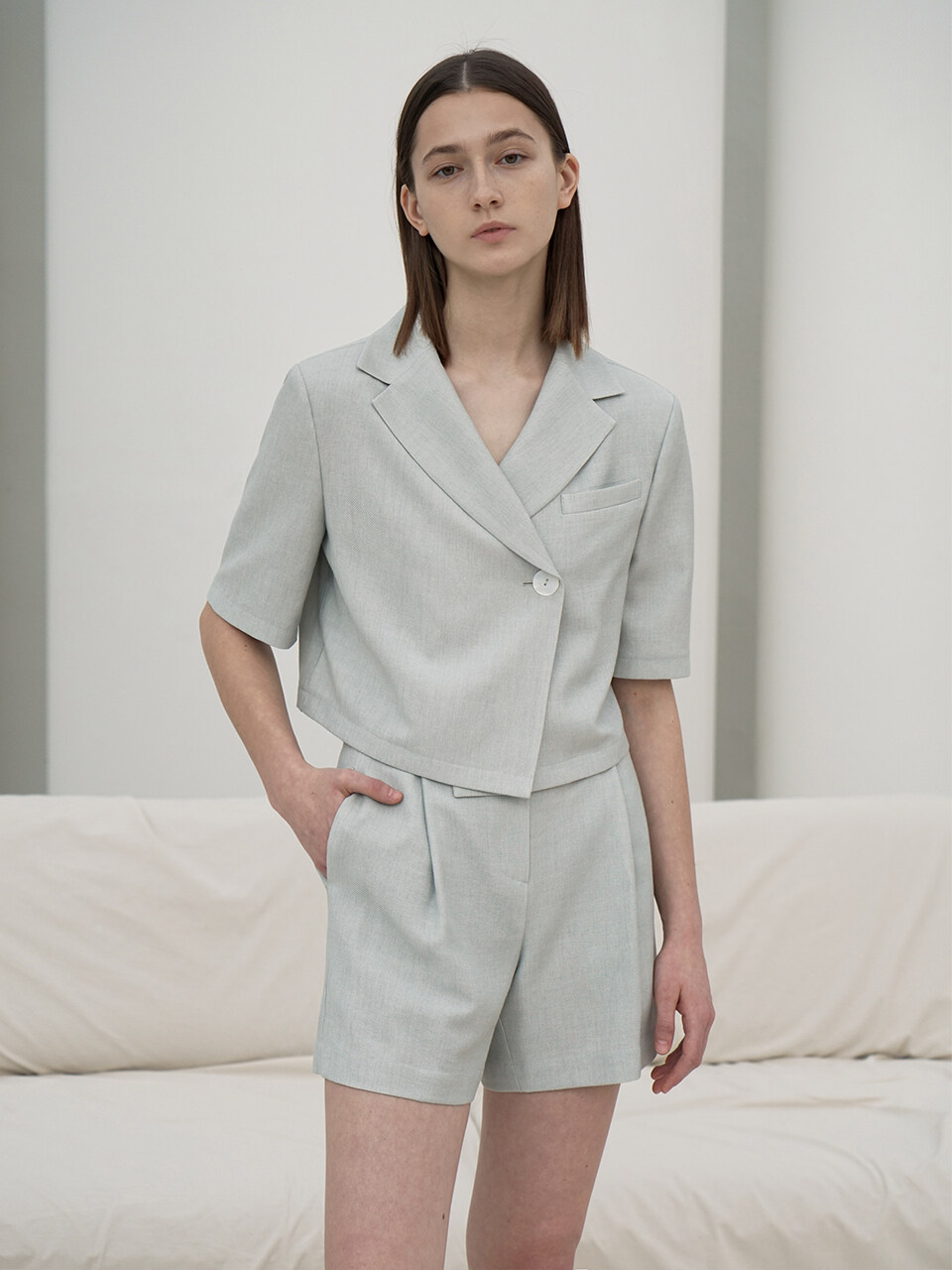 RE RHEE Cropped Single-breasted Tux Jacket