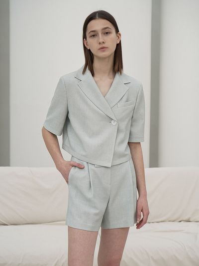 RE RHEE Cropped Single-breasted Tux Jacket