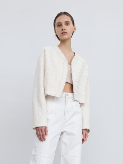 RE RHEE Cropped Tweed Jacket