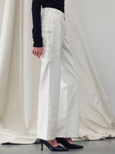 RE RHEE Denim Cargo Pants - White