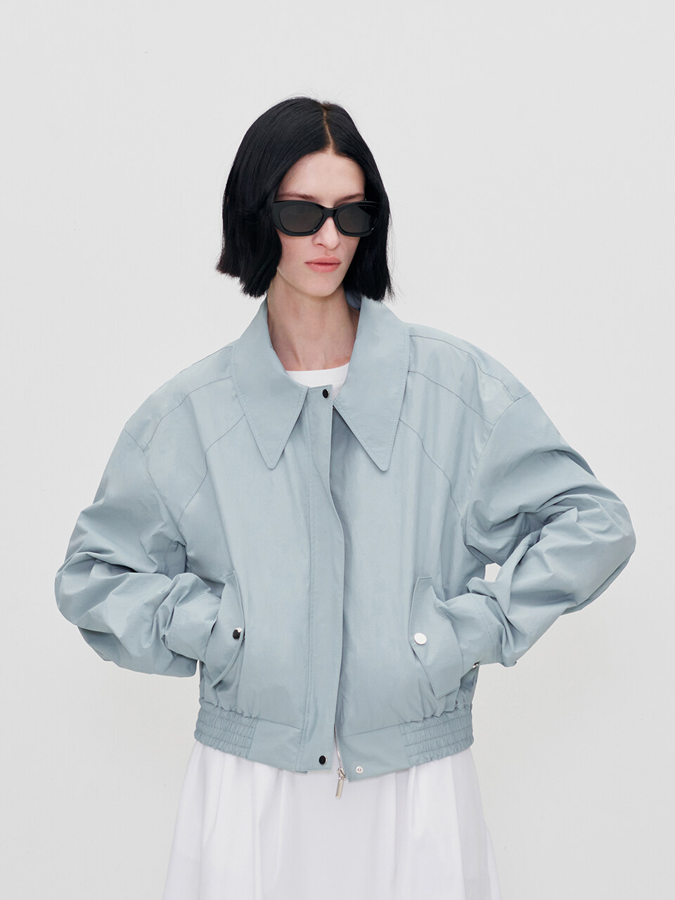 RE RHEE Elasticated Hem Bomber Jumper