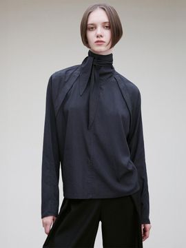 RE RHEE FLAP DETAIL TIE - NECK BLOUSE