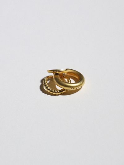 RE RHEE Glossy Finish Twisted / Bold Ear Cuff_Gold
