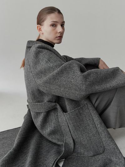 RE RHEE Herringbone Handmade Wool Coat
