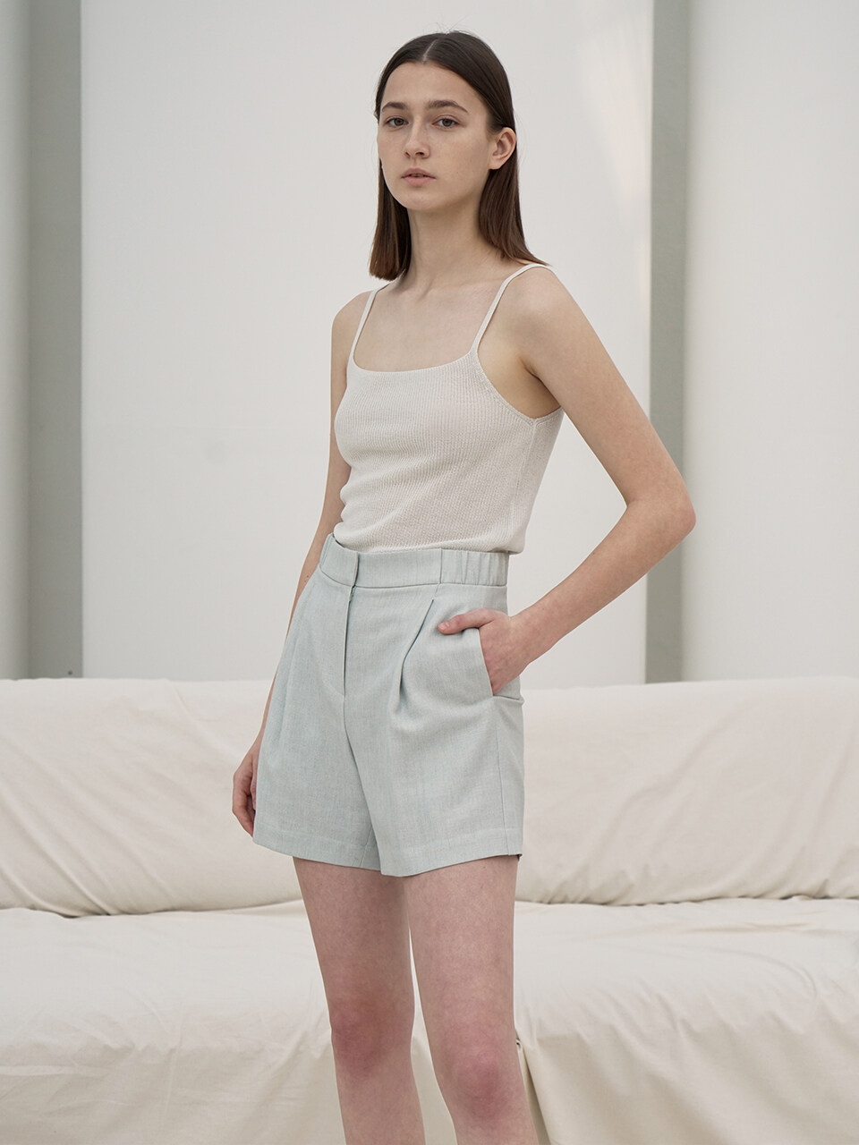 RE RHEE High Rise Elasticated Waist Shorts