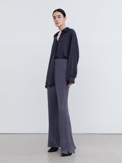 RE RHEE High Rise Pleated Pants (Charcoal)