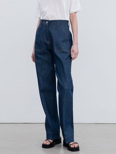 RE RHEE High Waisted Straight Leg Jeans