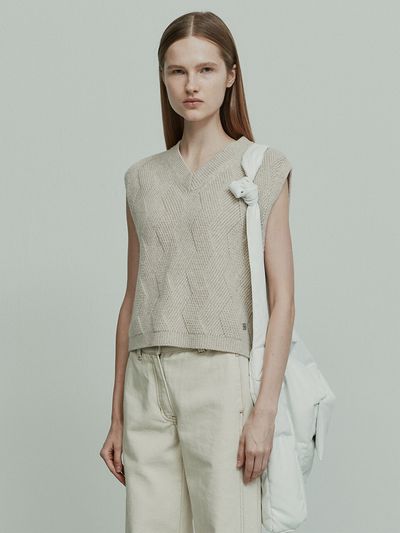 RE RHEE Lambswool Blend Knitted Vest