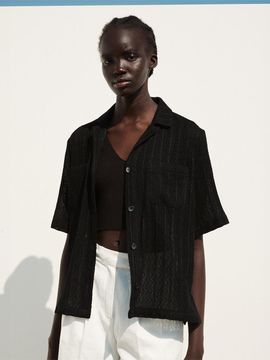 RE RHEE Linen Blended Open Knit Shirt