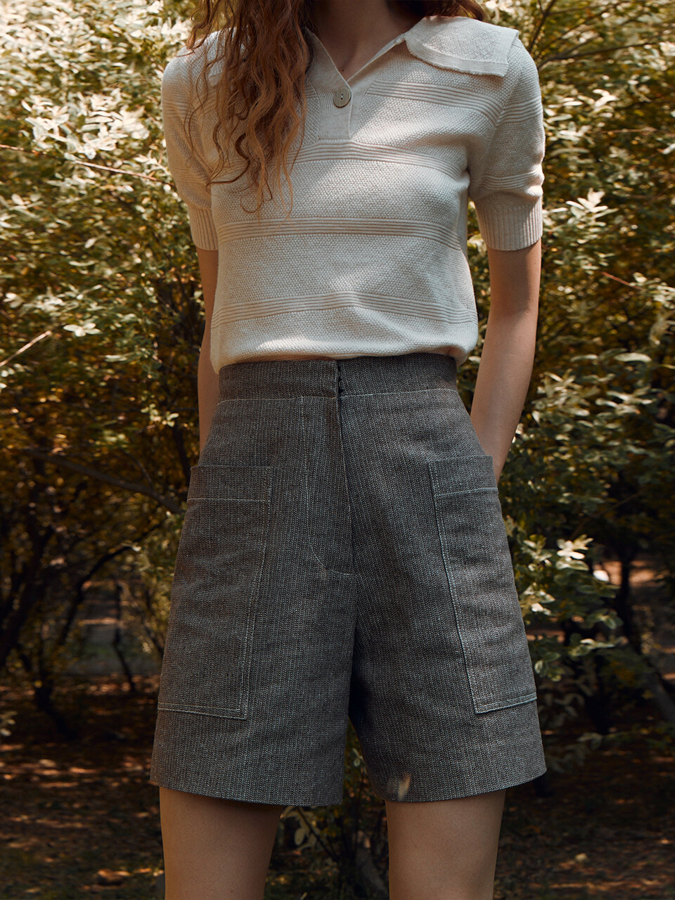 RE RHEE Linen Blended Oversized Pocket Shorts_Chestnut