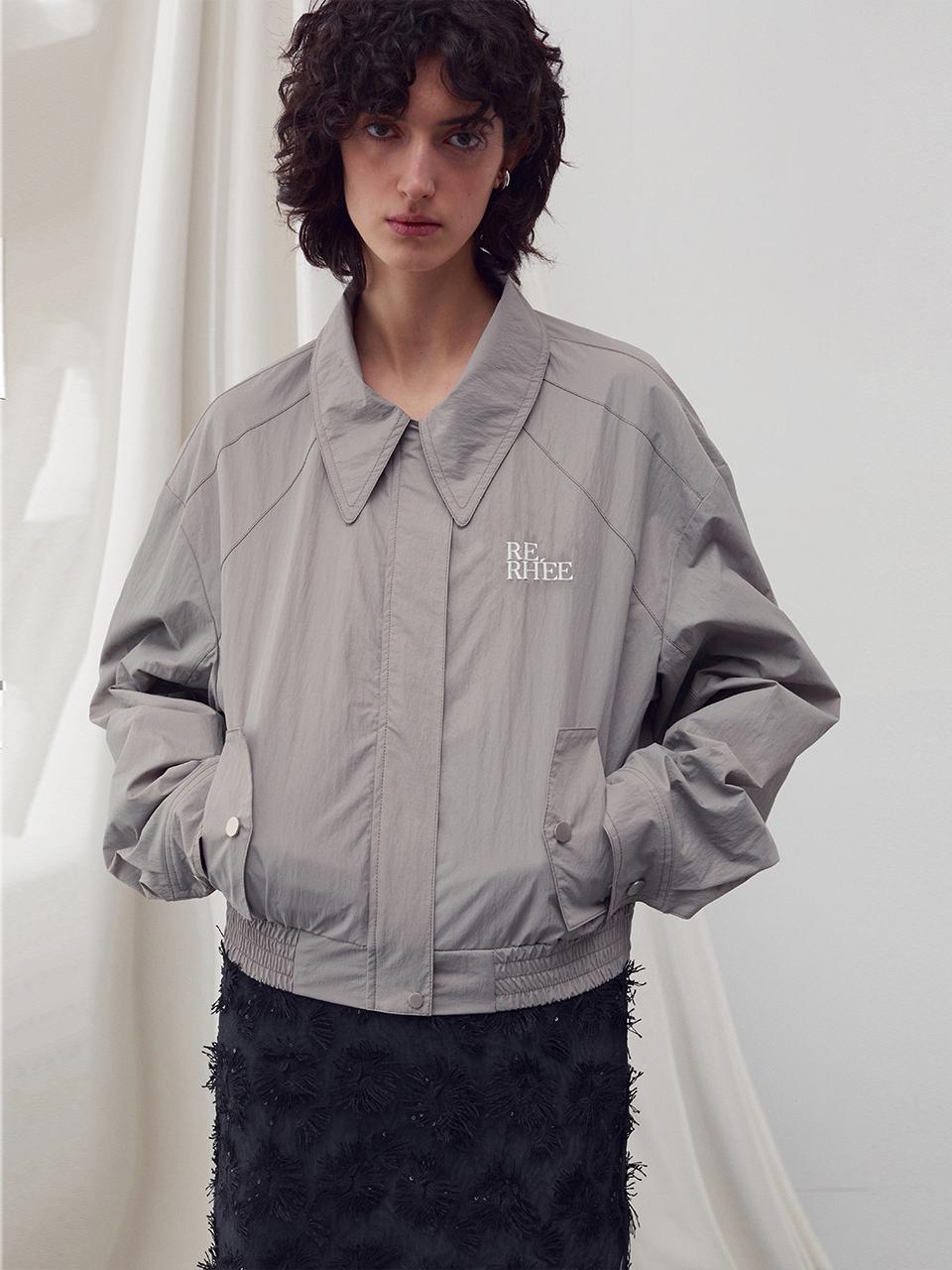 RE RHEE Logo Embellished Bomber Jacket - Khaki Beige