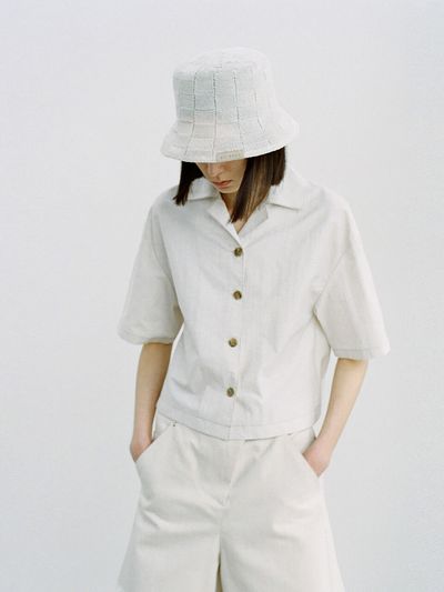 RE RHEE Oversized Safari Linen Shirt