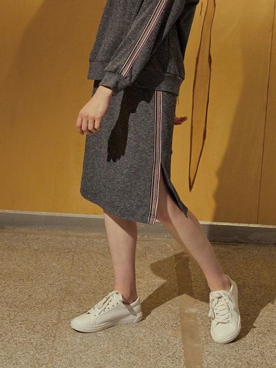 RE RHEE Pinned Stripe Raglan Co-ords Skirt
