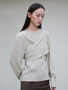 RE RHEE PLAINED WRAP-AROUND BLOUSE GREEN GRASS